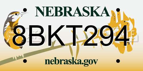 8BKT294 Nebraska License Plate
