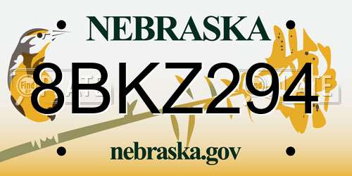 8BKZ294 Nebraska License Plate