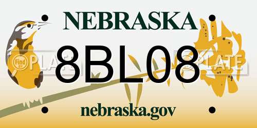 8BL08 Nebraska License Plate