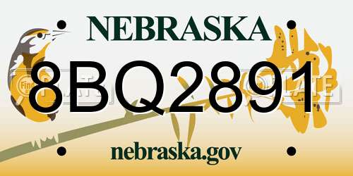 8BQ2891 Nebraska License Plate