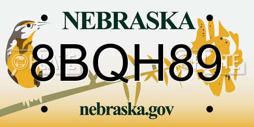 8BQH89 Nebraska License Plate