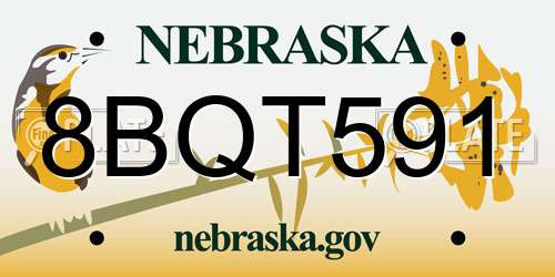8BQT591 Nebraska License Plate