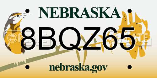 8BQZ65 Nebraska License Plate