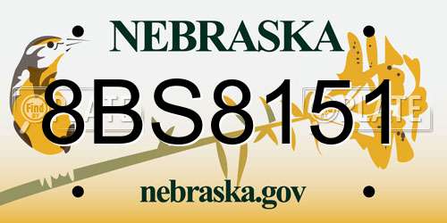 8BS8151 Nebraska License Plate