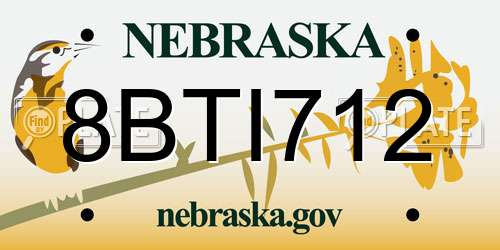 8BTI712 Nebraska License Plate