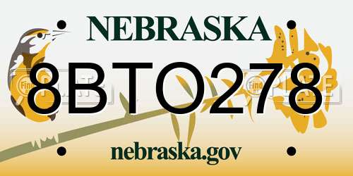 8BTO278 Nebraska License Plate
