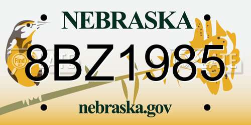 8BZ1985 Nebraska License Plate