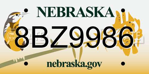 8BZ9986 Nebraska License Plate