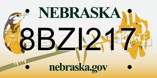 8BZI217 Nebraska License Plate