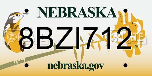 8BZI712 Nebraska License Plate