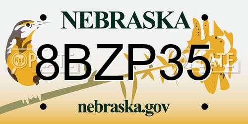 8BZP35 Nebraska License Plate