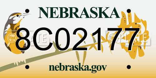 8C02177 Nebraska License Plate