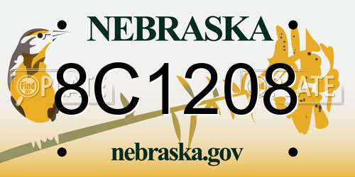 8C1208 Nebraska License Plate