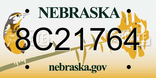 8C21764 Nebraska License Plate