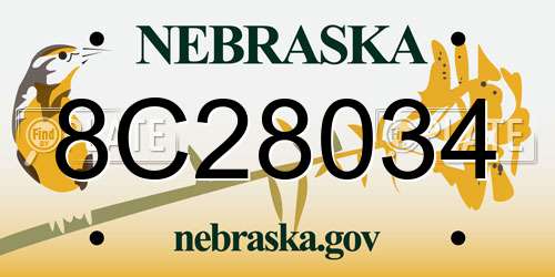 8C28034 Nebraska License Plate