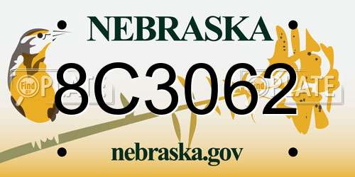 8C3062 Nebraska License Plate