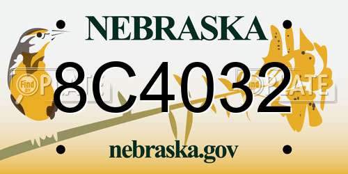 8C4032 Nebraska License Plate