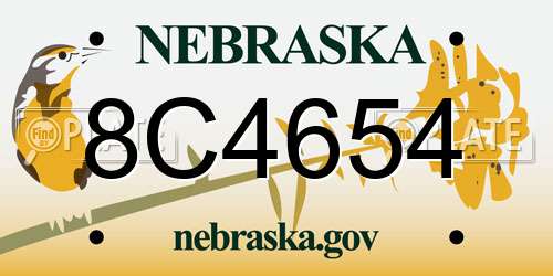 8C4654 Nebraska License Plate
