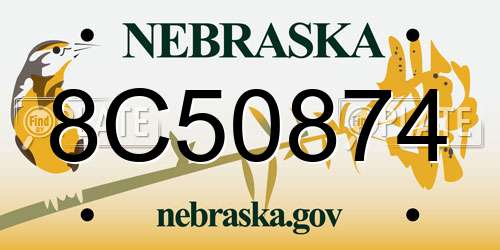 8C50874 Nebraska License Plate
