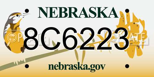 8C6223 Nebraska License Plate