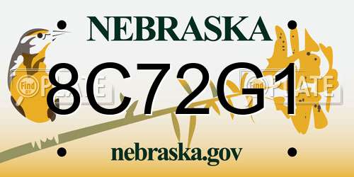8C72G1 Nebraska License Plate