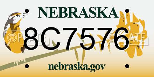 8C7576 Nebraska License Plate