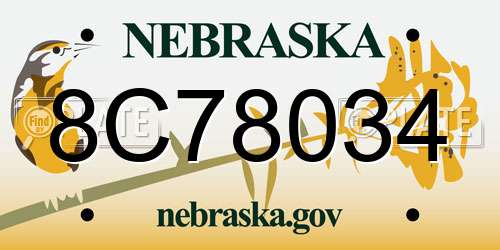 8C78034 Nebraska License Plate