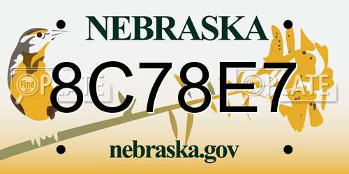 8C78E7 Nebraska License Plate
