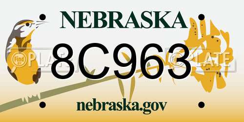 8C963 Nebraska License Plate