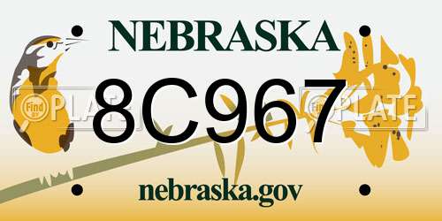 8C967 Nebraska License Plate