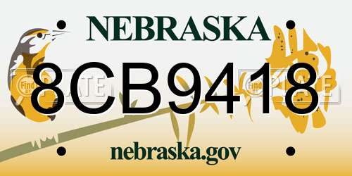 8CB9418 Nebraska License Plate