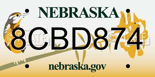 8CBD874 Nebraska License Plate