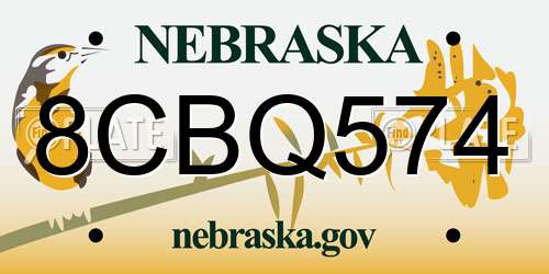8CBQ574 Nebraska License Plate