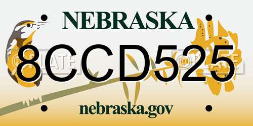 8CCD525 Nebraska License Plate