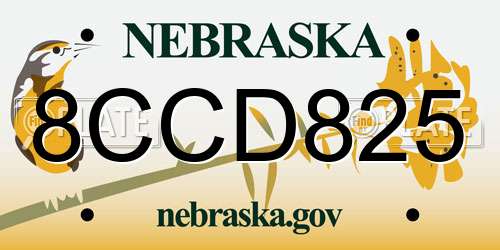 8CCD825 Nebraska License Plate