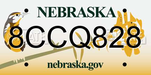 8CCQ828 Nebraska License Plate