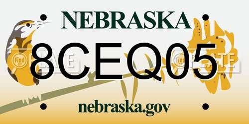 8CEQ05 Nebraska License Plate