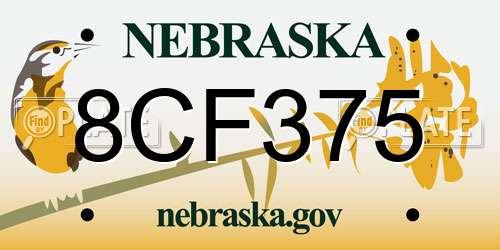 8CF375 Nebraska License Plate