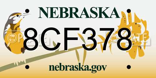 8CF378 Nebraska License Plate