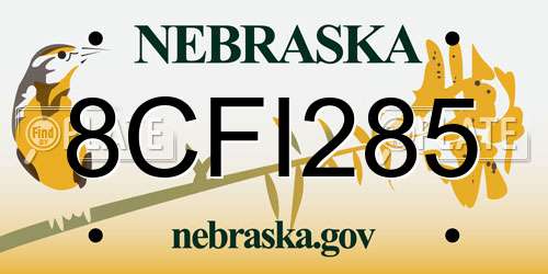 8CFI285 Nebraska License Plate