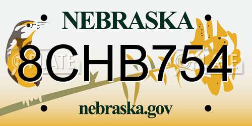 8CHB754 Nebraska License Plate