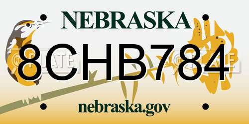 8CHB784 Nebraska License Plate