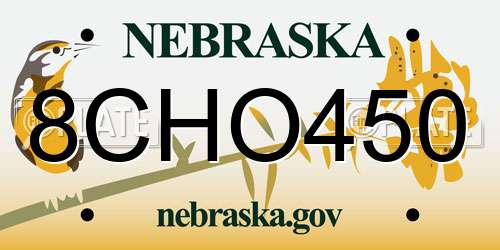 8CHO450 Nebraska License Plate