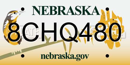 8CHQ480 Nebraska License Plate