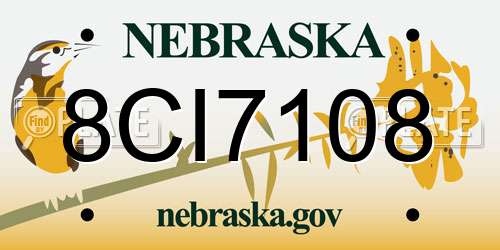 8CI7108 Nebraska License Plate
