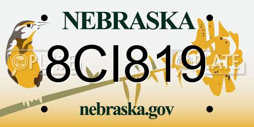 8CI819 Nebraska License Plate