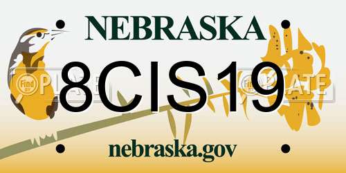 8CIS19 Nebraska License Plate