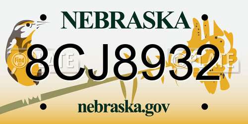8CJ8932 Nebraska License Plate