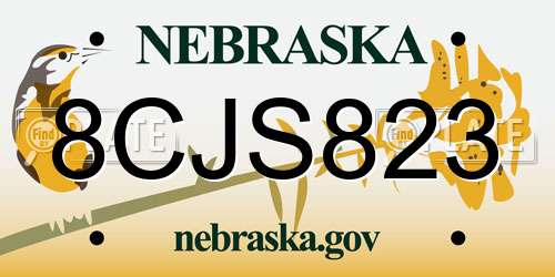 8CJS823 Nebraska License Plate