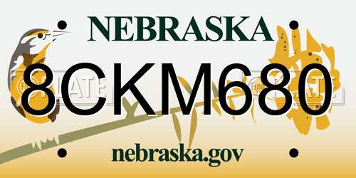 8CKM680 Nebraska License Plate